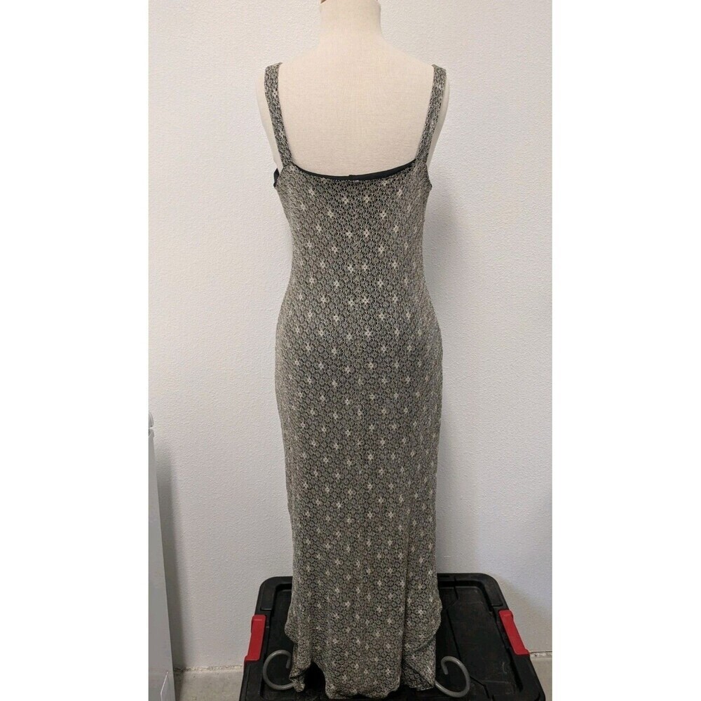 Vintage 90s Y2K Acetate Slinky Silver Sparkle Maxi Dress sz 12 Party Fairy - Picture 7 of 12